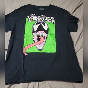 Marvel Venom Short Sleev Shirt Mens Large Black Neon ComicBook Graphic SpiderMan